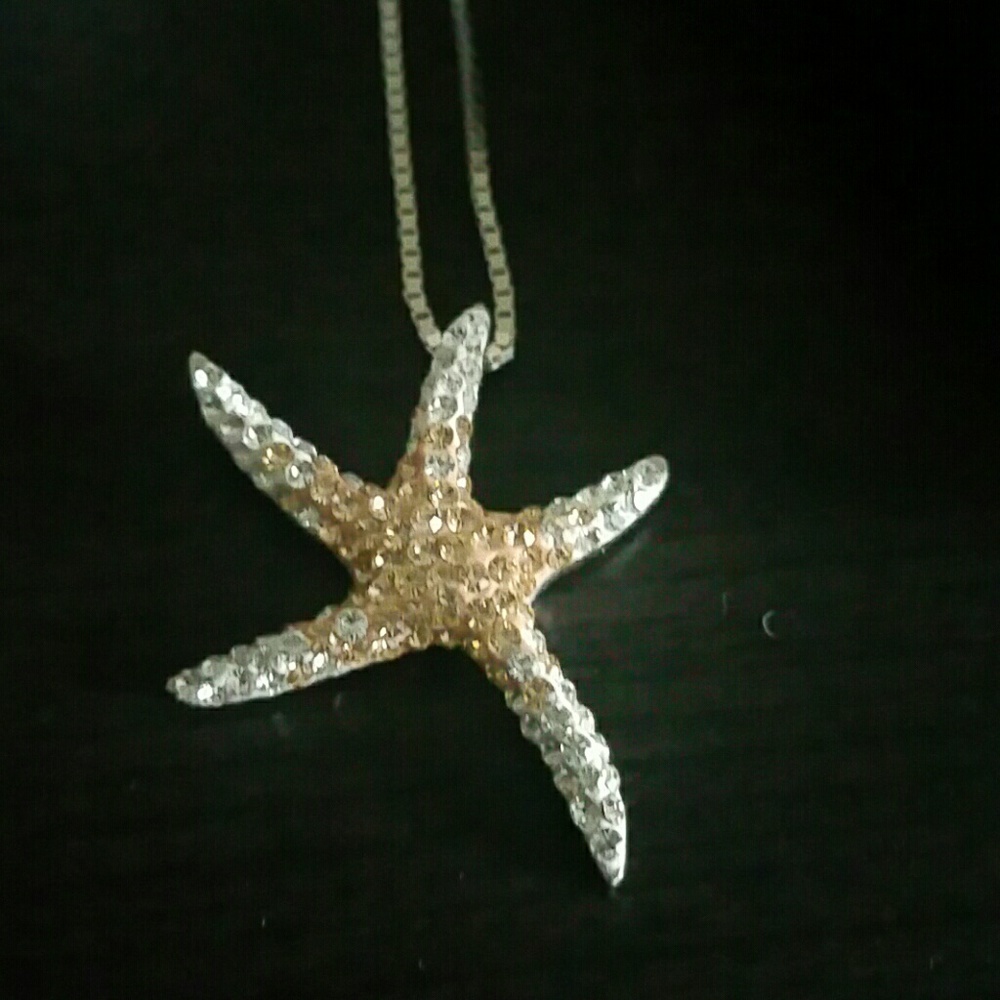 Crystal/925 Sterling Star Fish Necklace